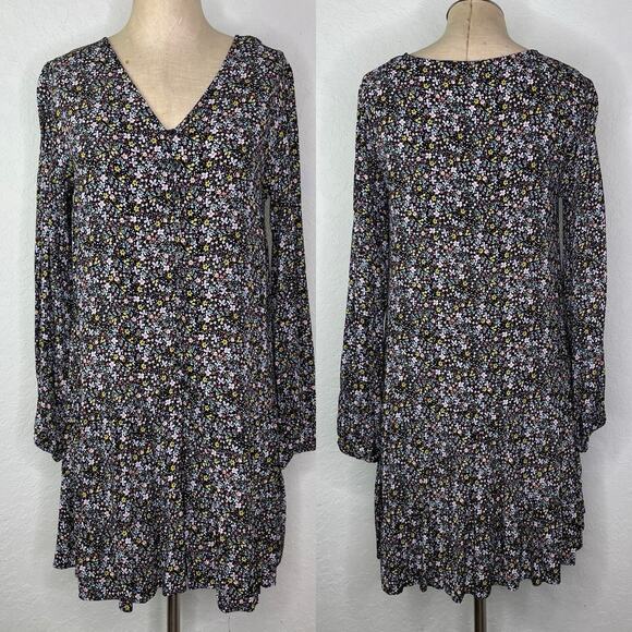 Loft Floral Print Drop Waist Short Tunic Dress Size S Viscose Boho, Chic, Summer - Picture 1 of 8